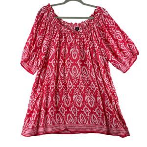 Grand & Greene Off Shoulder Tunic Blouse Women's 1X Beachy Boho Western 100Rayon